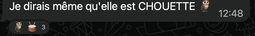 Chris : Je dirais même qu’elle est CHOUETTE